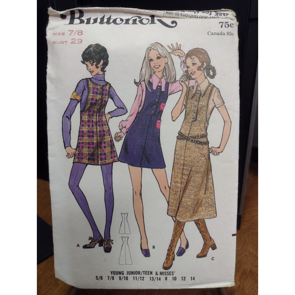 Vintage Butterick Pattern 5868 Young Junior/Teen‎ & Misses' Jumper (1970)